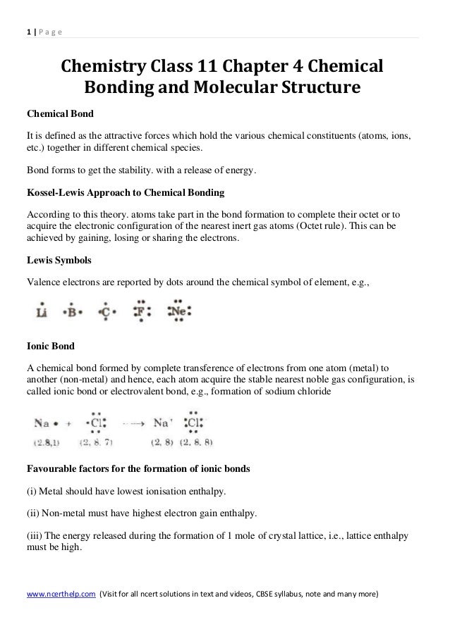 chemical bonding notes pdf chemical bonding notes for bsc